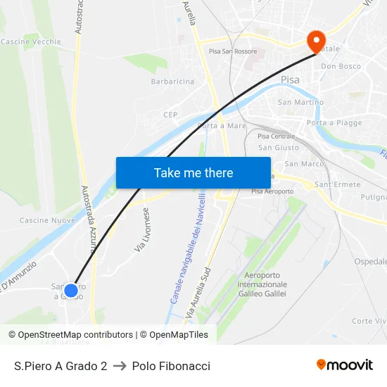 S.Piero A Grado 2 to Fibonacci Pole map