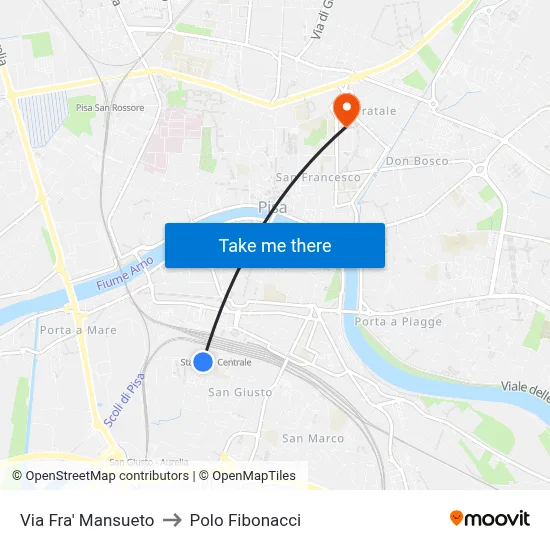 Fra' Mansueto Street to Fibonacci Pole map