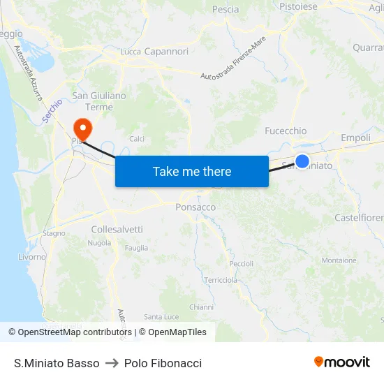 S.Miniato Basso to Polo Fibonacci map