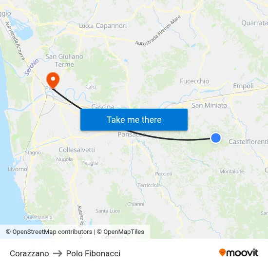Corazzano to Fibonacci Pole map
