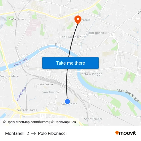 Montanelli 2 to Fibonacci Pole map