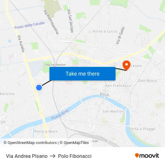 Via Andrea Pisano to Polo Fibonacci map