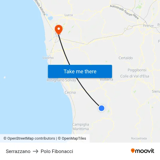 Serrazzano to Fibonacci Pole map