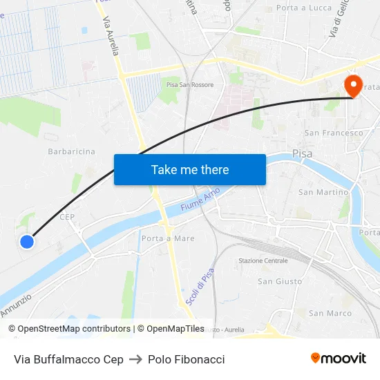 Via Buffalmacco CEP to Fibonacci Pole map
