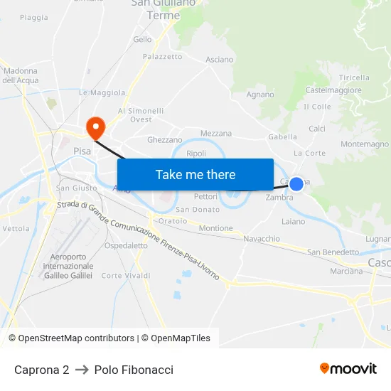 Caprona 2 to Fibonacci Pole map