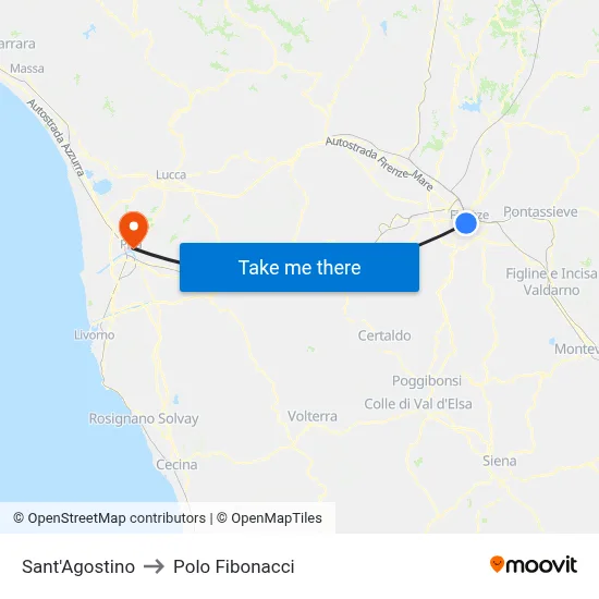 Saint Augustine to Fibonacci Pole map