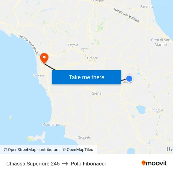 Chiassa Superiore 245 to Polo Fibonacci map