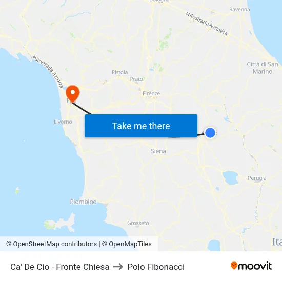 Ca' De Cio - Fronte Chiesa to Polo Fibonacci map