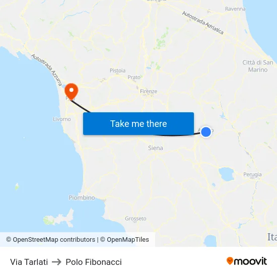 Via Tarlati to Polo Fibonacci map