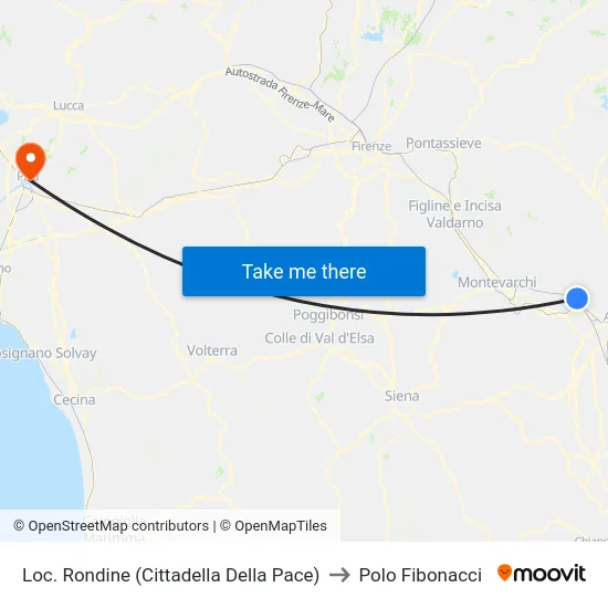 Loc. Rondine (Cittadella Della Pace) to Polo Fibonacci map