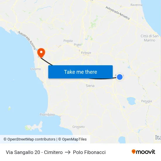 Via Sangallo 20 - Cemetery to Fibonacci Pole map