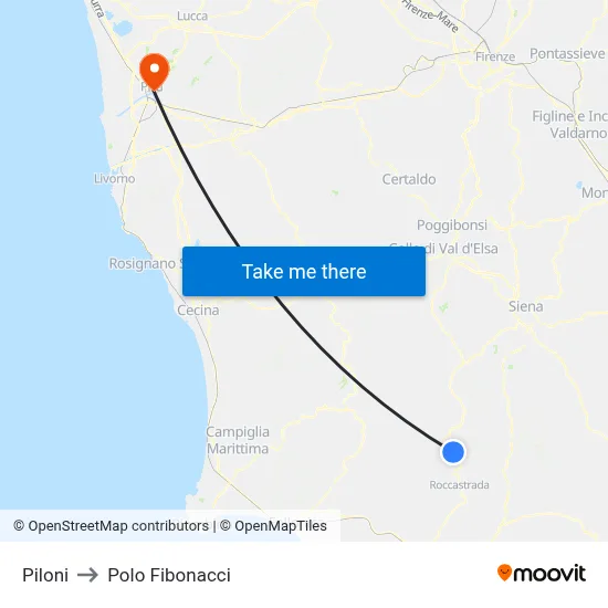 Piloni to Fibonacci Pole map