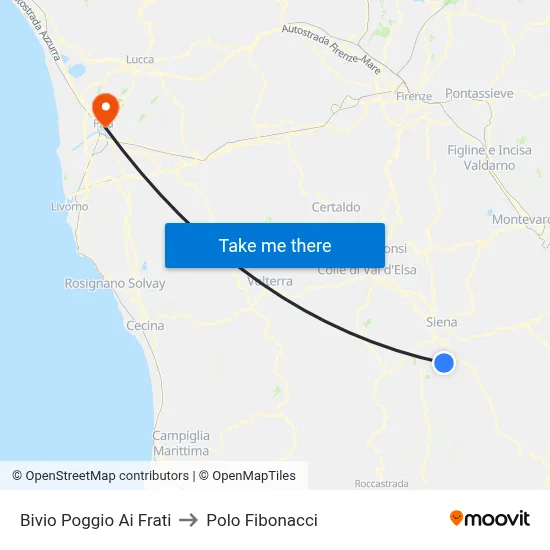 Poggio Ai Frati Junction to Fibonacci Pole map