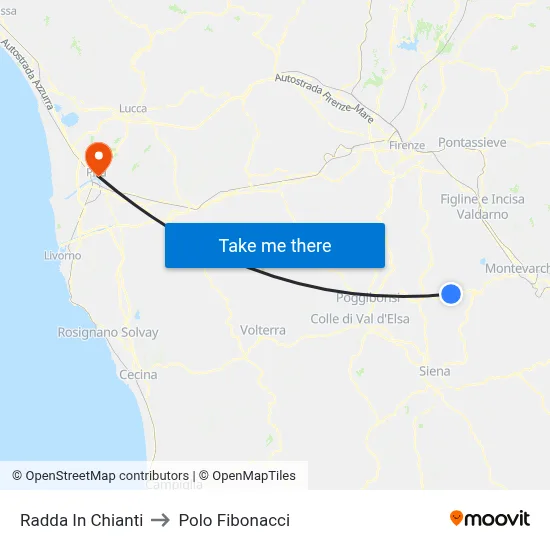 Radda In Chianti to Polo Fibonacci map