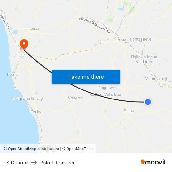 San Gusme to Fibonacci Pole map