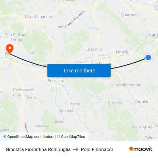 Ginestra Fiorentina Redipuglia to Polo Fibonacci map