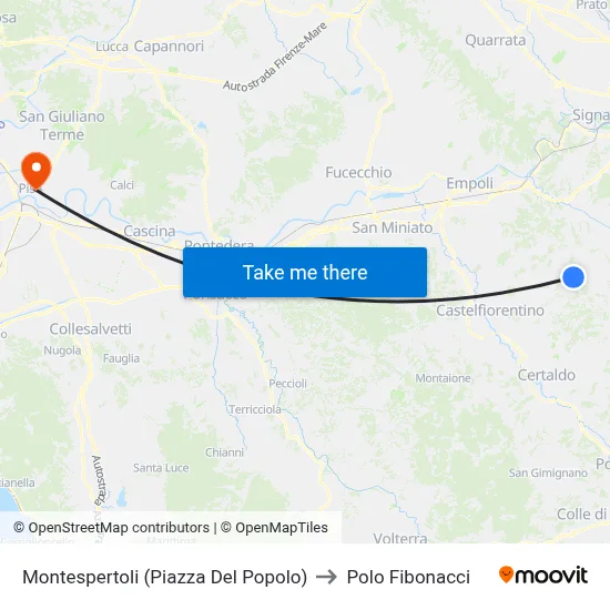 Montespertoli (People's Square) to Fibonacci Pole map