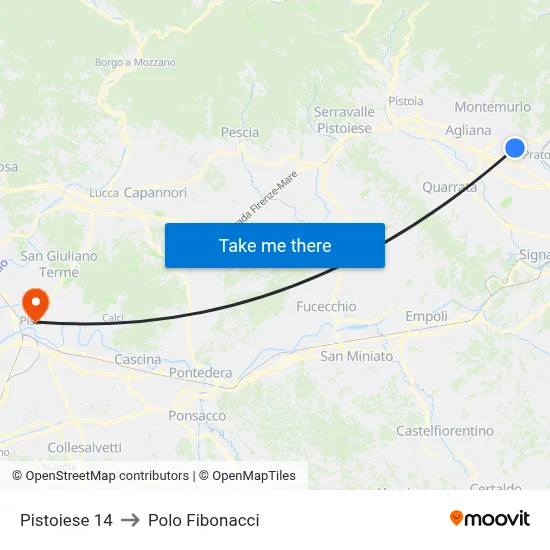 Pistoiese 14 to Fibonacci Pole map