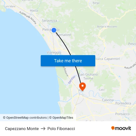 Capezzano Monte to Fibonacci Pole map
