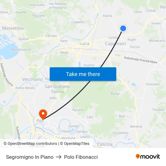 Segromigno In Piano to Polo Fibonacci map
