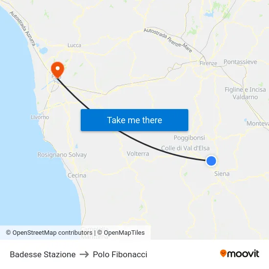 Badesse Stazione to Polo Fibonacci map