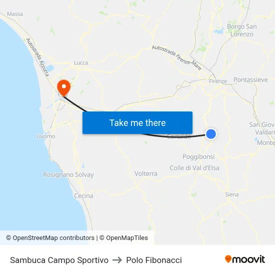 Sambuca Sports Field to Fibonacci Pole map