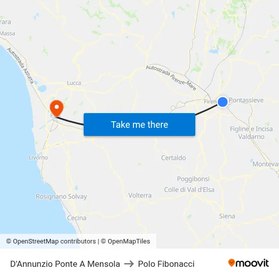 D'Annunzio Ponte A Mensola to Polo Fibonacci map