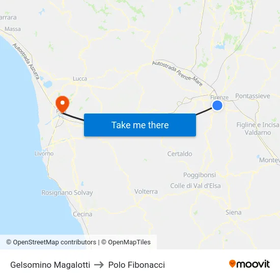 Gelsomino Magalotti to Polo Fibonacci map