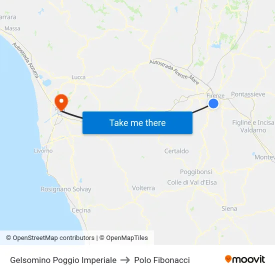 Gelsomino Poggio Imperiale to Polo Fibonacci map