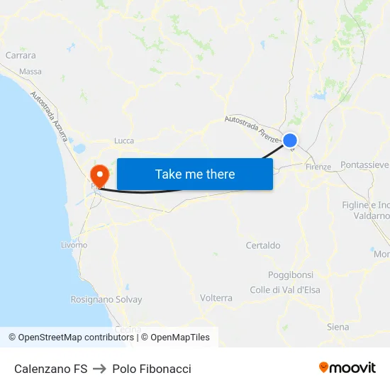 Calenzano FS to Polo Fibonacci map