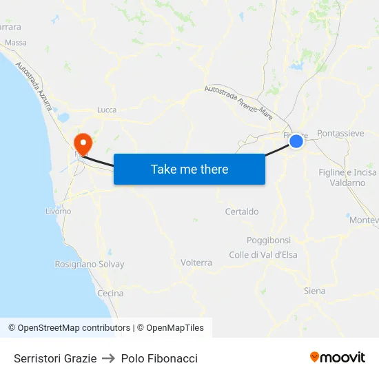 Serristori Grazie to Polo Fibonacci map