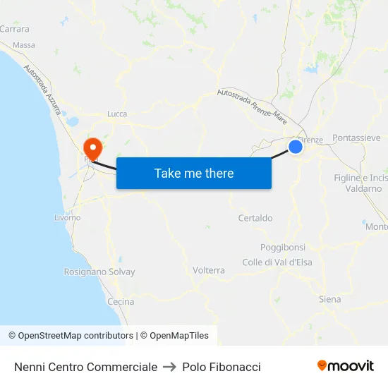 Nenni Centro Commerciale to Polo Fibonacci map