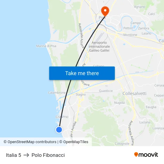 Italia 5 to Polo Fibonacci map