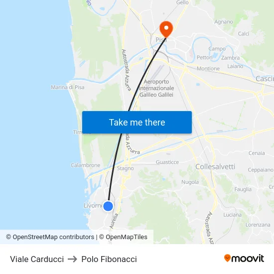 Viale Carducci to Polo Fibonacci map