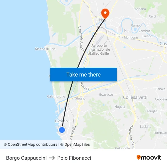 Cappuccini Borough to Fibonacci Pole map