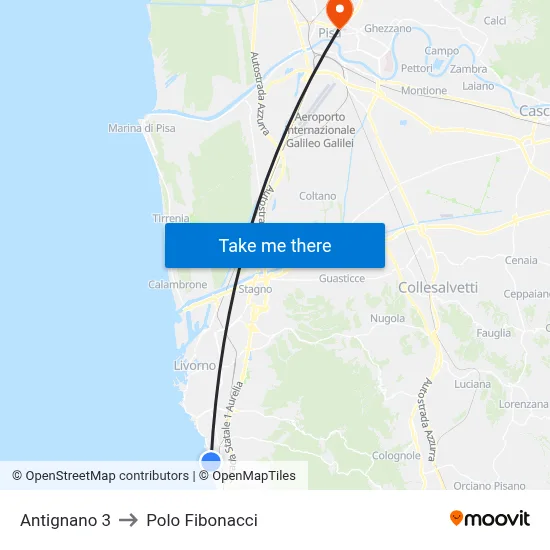Antignano 3 to Fibonacci Pole map