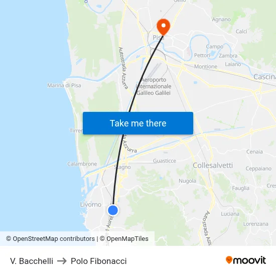 Via Bacchelli to Fibonacci Pole map