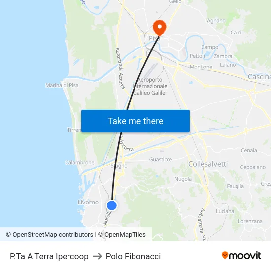 P.Ta A Terra Ipercoop to Polo Fibonacci map