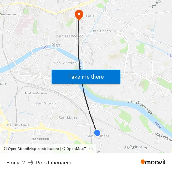 Emilia 2 to Fibonacci Pole map