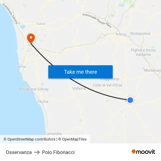 Osservanza to Fibonacci Pole map