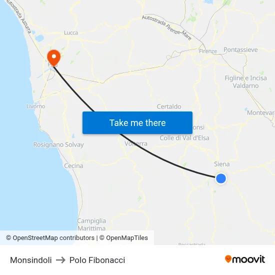 Monsindoli to Fibonacci Pole map
