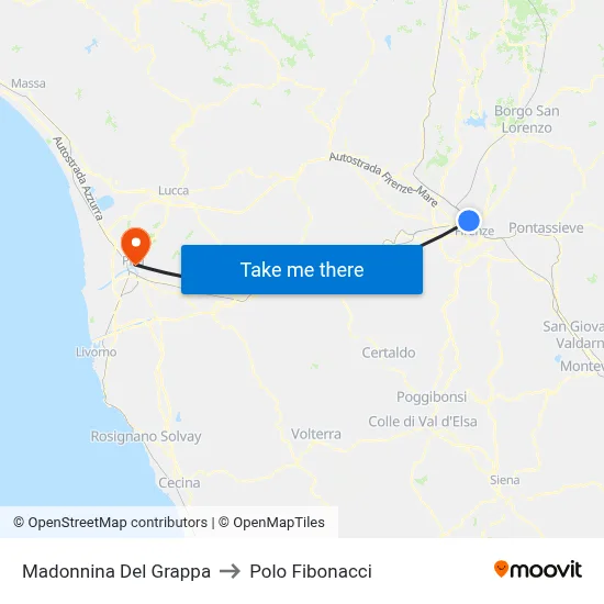 Little Madonna of Grappa to Fibonacci Pole map