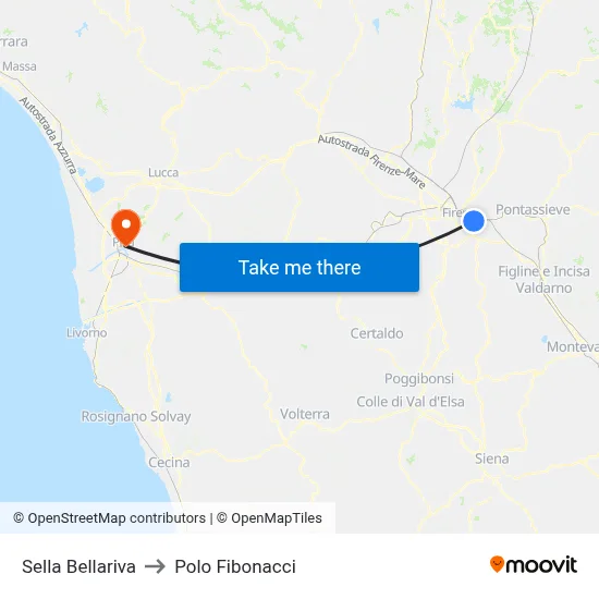Bellariva Pass to Fibonacci Pole map