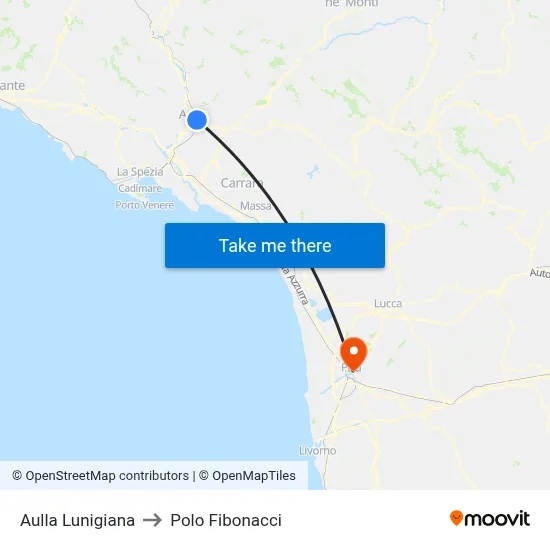 Aulla Lunigiana to Polo Fibonacci map