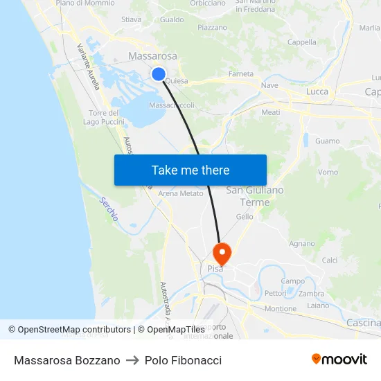 Massarosa Bozzano to Polo Fibonacci map