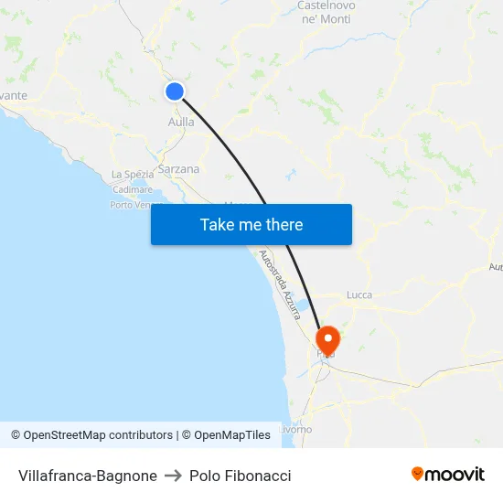 Villafranca-Bagnone to Fibonacci Pole map