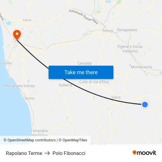 Rapolano Terme to Polo Fibonacci map