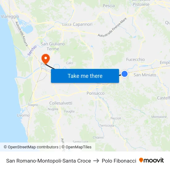 San Romano-Montopoli-Santa Croce to Polo Fibonacci map