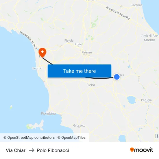 Chiari Street to Fibonacci Pole map