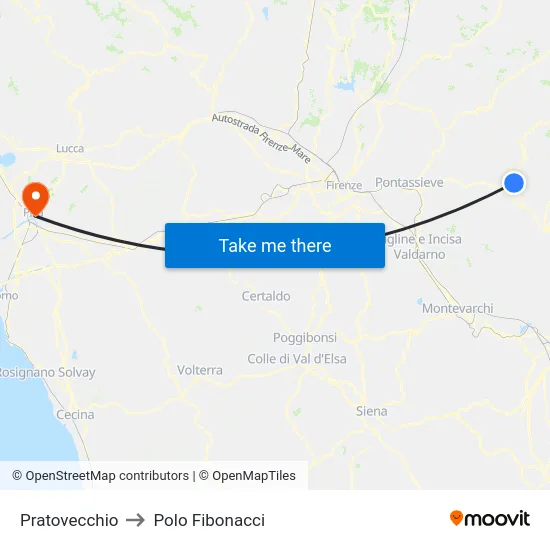 Pratovecchio to Polo Fibonacci map